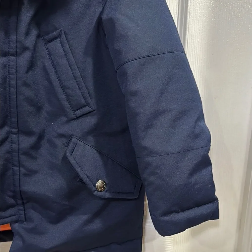 Polo by Ralph Lauren Blue and Orange Puffer Jacket with Faux Fur Hood